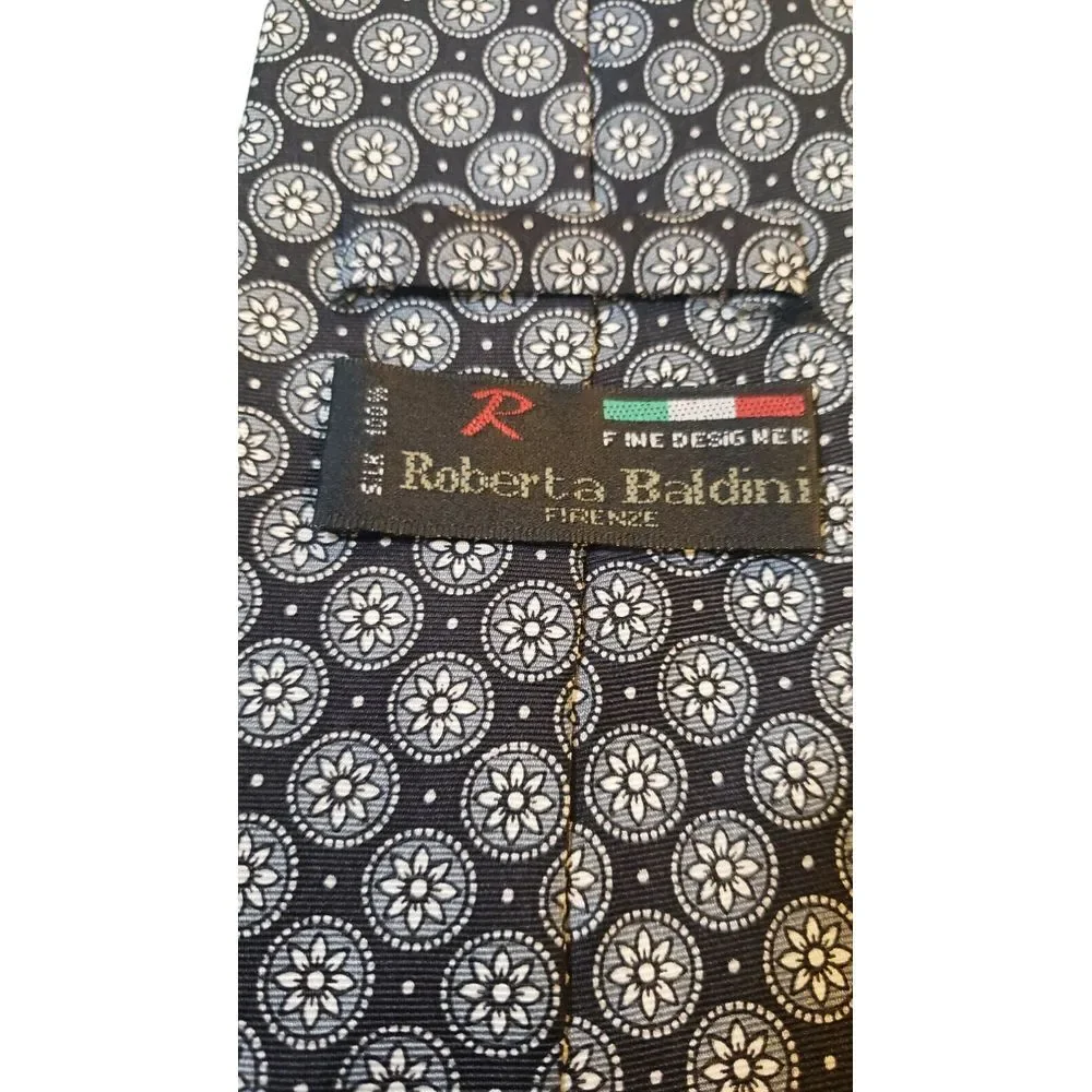 Roberta Baldini (Firenze) Men's Designer Tie All Silk Handmade Blue Floral NICE!